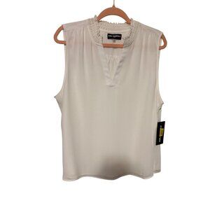 Karl Lagerfeld Tank Blouse NWT White with Gathered Neck Lined Womans XL